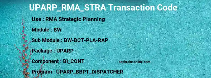 SAP UPARP_RMA_STRA transaction code