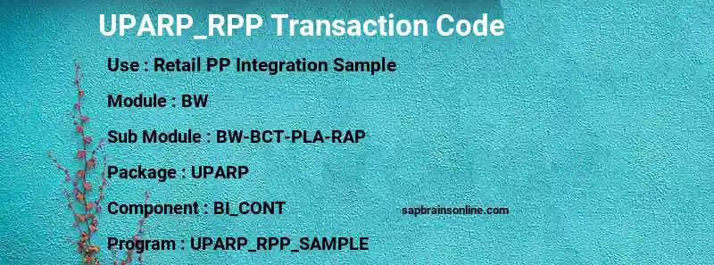 SAP UPARP_RPP transaction code