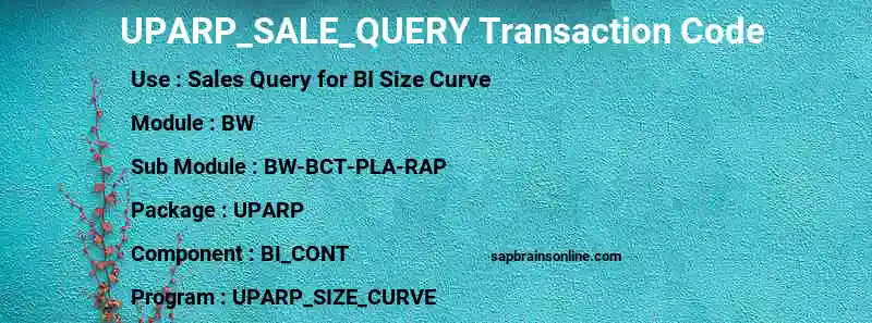 SAP UPARP_SALE_QUERY transaction code