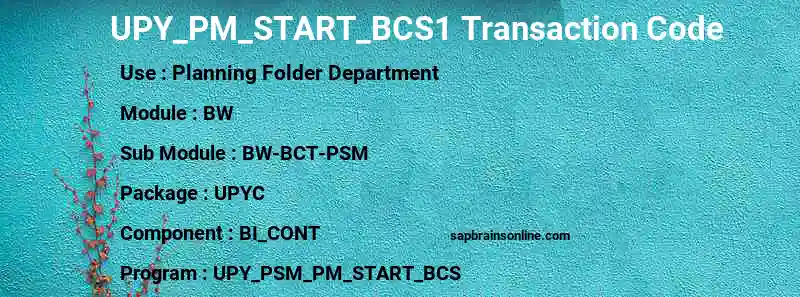 SAP UPY_PM_START_BCS1 transaction code