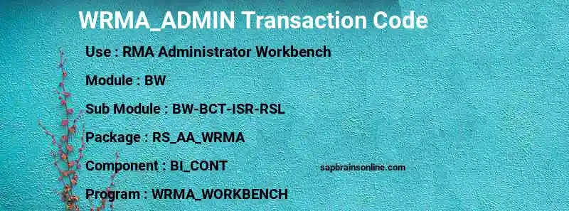 SAP WRMA_ADMIN transaction code