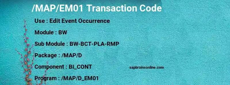 SAP /MAP/EM01 transaction code