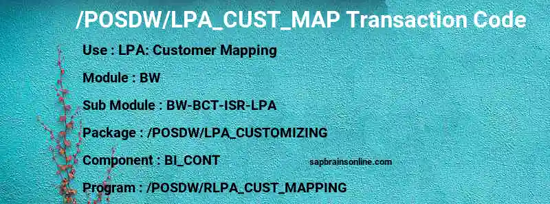 SAP /POSDW/LPA_CUST_MAP transaction code
