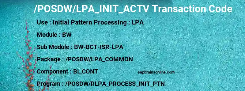 SAP /POSDW/LPA_INIT_ACTV transaction code
