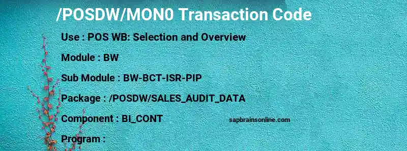 SAP /POSDW/MON0 transaction code