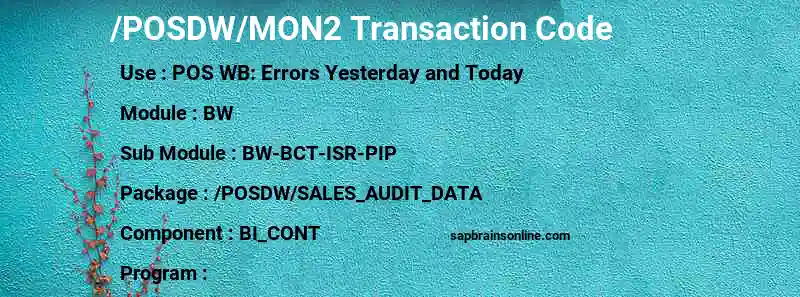 SAP /POSDW/MON2 transaction code