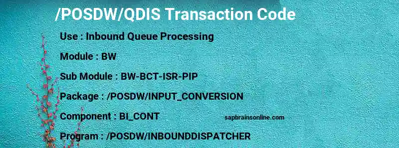 SAP /POSDW/QDIS transaction code