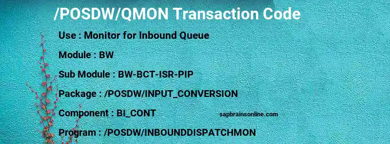 SAP /POSDW/QMON transaction code