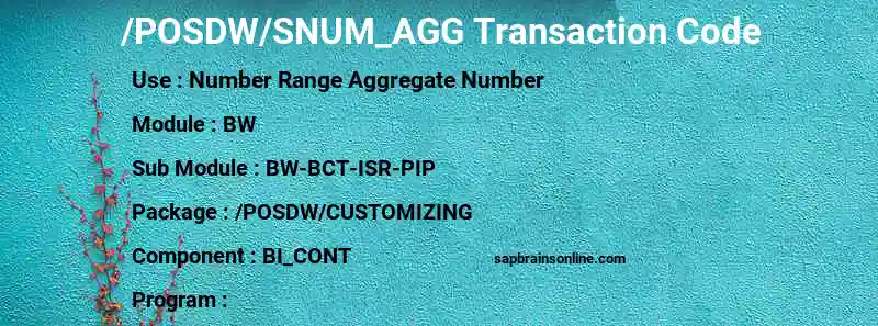 SAP /POSDW/SNUM_AGG transaction code