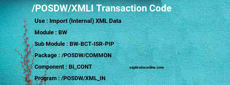 SAP /POSDW/XMLI transaction code