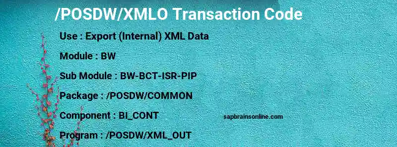 SAP /POSDW/XMLO transaction code