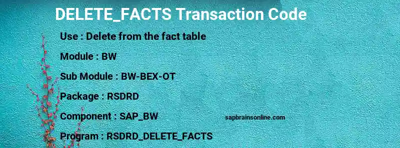 SAP DELETE_FACTS transaction code