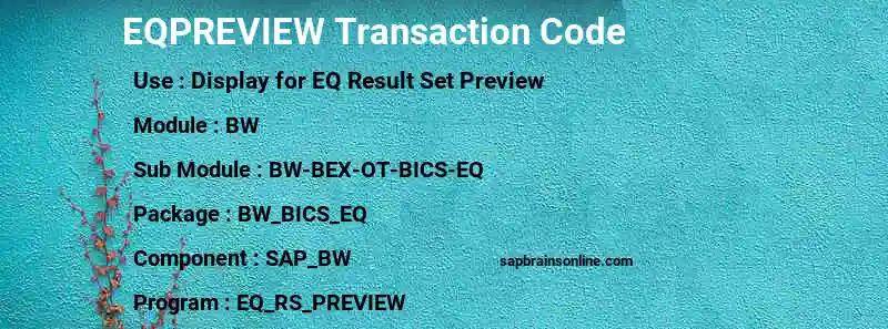 SAP EQPREVIEW transaction code