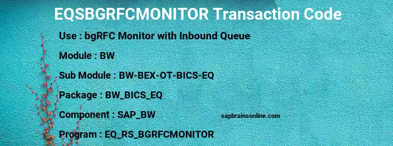 SAP EQSBGRFCMONITOR transaction code