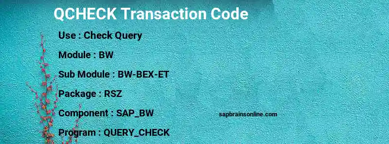 SAP QCHECK transaction code