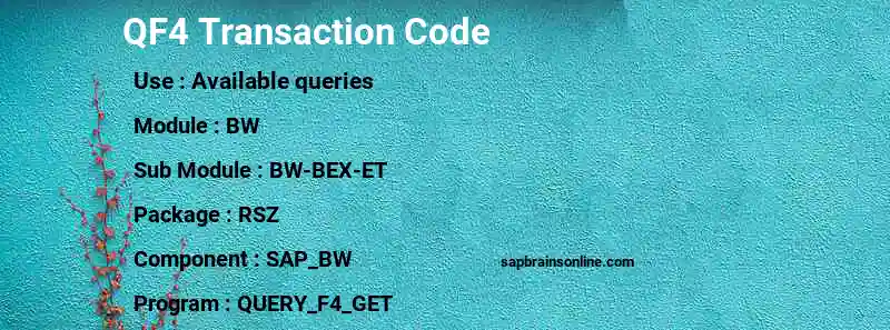 SAP QF4 transaction code