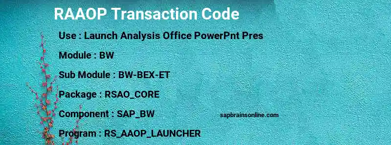 SAP RAAOP transaction code