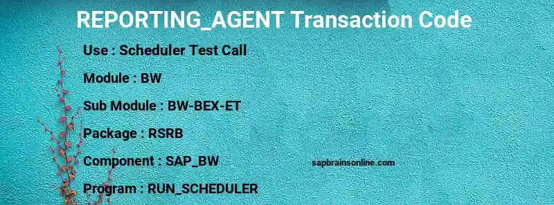 SAP REPORTING_AGENT transaction code