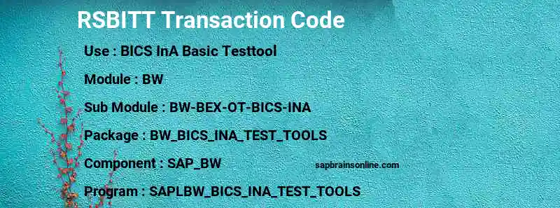 SAP RSBITT transaction code