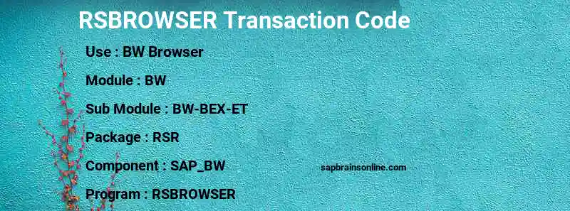 SAP RSBROWSER transaction code