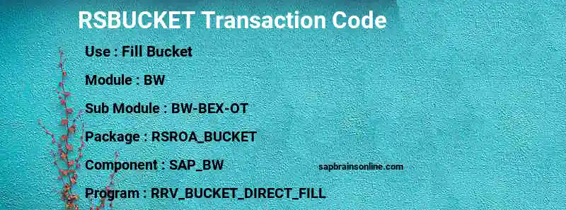 SAP RSBUCKET transaction code