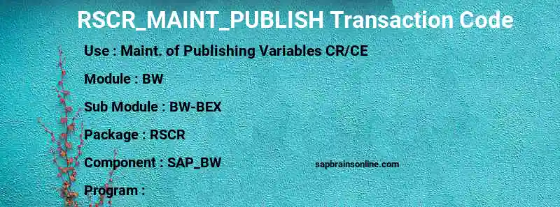 SAP RSCR_MAINT_PUBLISH transaction code