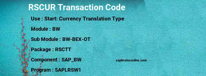 SAP RSCUR transaction code