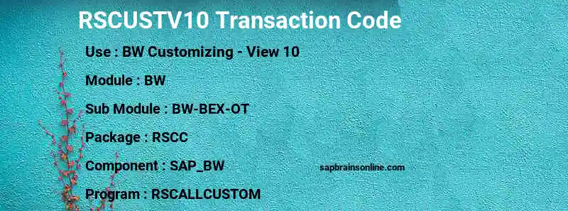 SAP RSCUSTV10 transaction code
