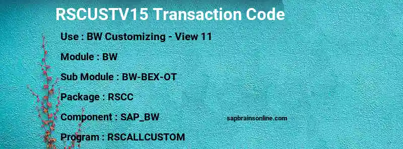 SAP RSCUSTV15 transaction code