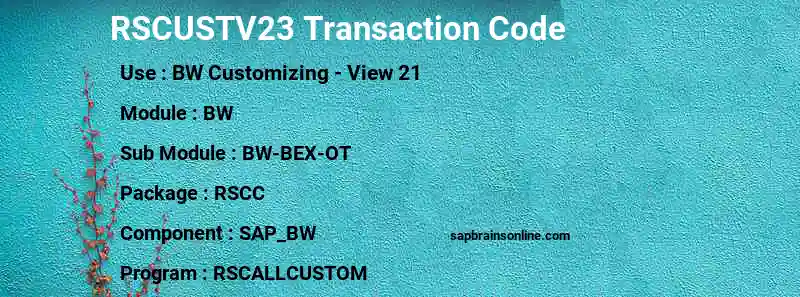 SAP RSCUSTV23 transaction code