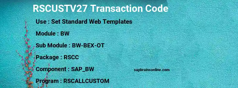 SAP RSCUSTV27 transaction code