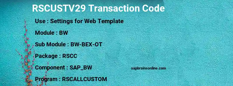 SAP RSCUSTV29 transaction code