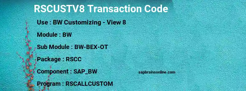 SAP RSCUSTV8 transaction code
