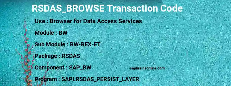 SAP RSDAS_BROWSE transaction code