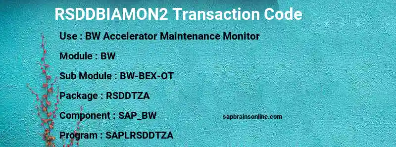 SAP RSDDBIAMON2 transaction code