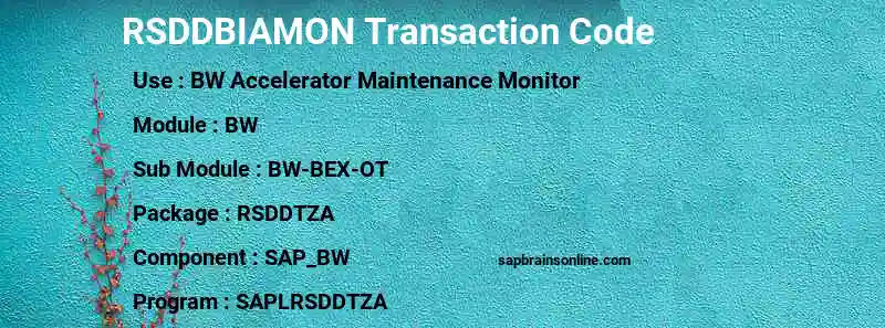 SAP RSDDBIAMON transaction code