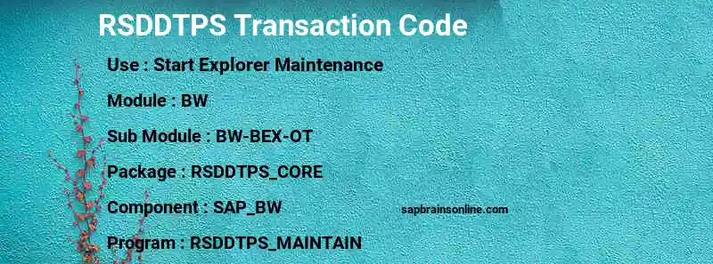 SAP RSDDTPS transaction code