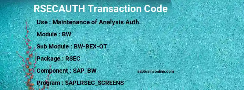 SAP RSECAUTH transaction code