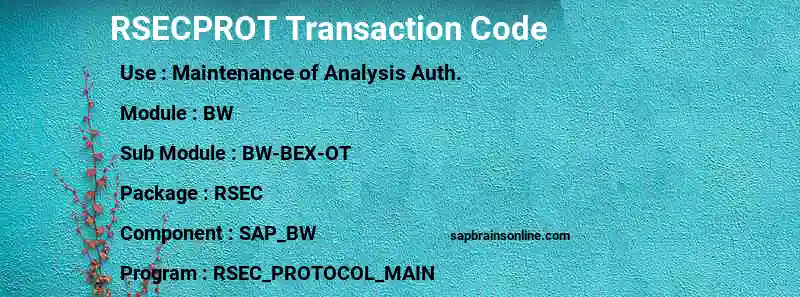 SAP RSECPROT transaction code