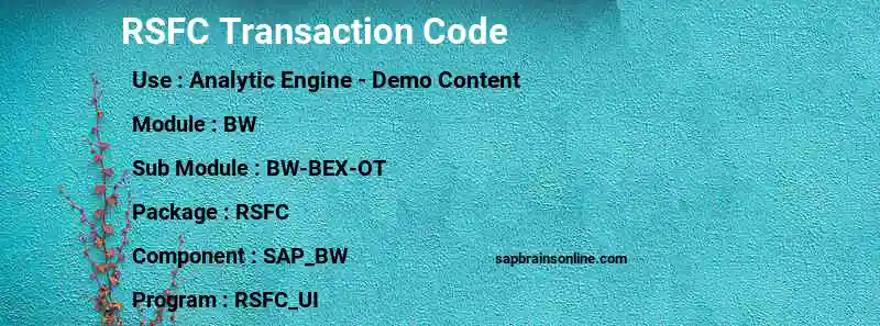 SAP RSFC transaction code