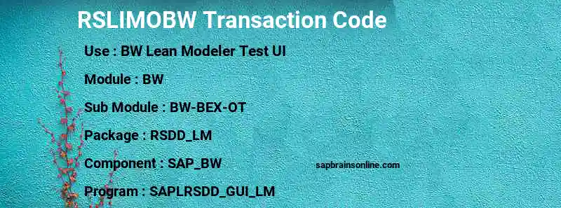 SAP RSLIMOBW transaction code