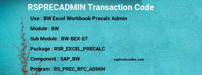 SAP RSPRECADMIN transaction code