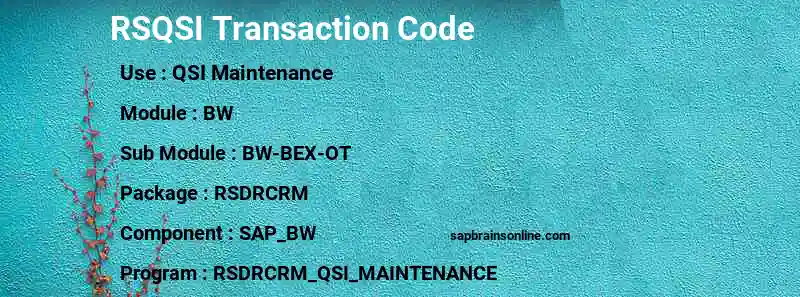 SAP RSQSI transaction code