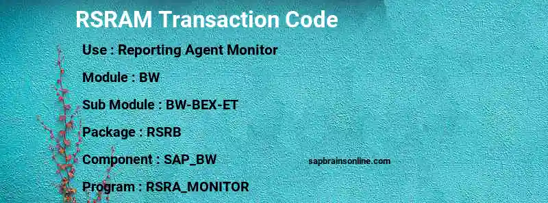 SAP RSRAM transaction code