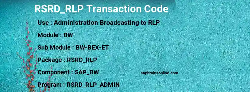 SAP RSRD_RLP transaction code