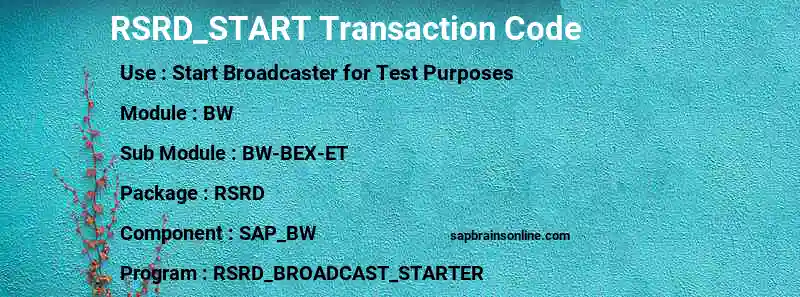 SAP RSRD_START transaction code