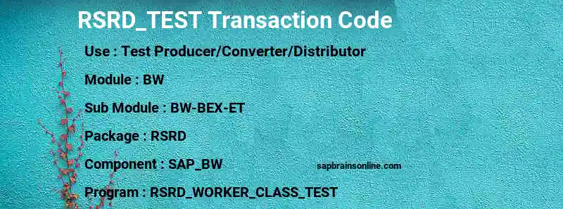 SAP RSRD_TEST transaction code