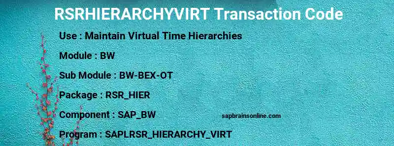 SAP RSRHIERARCHYVIRT transaction code