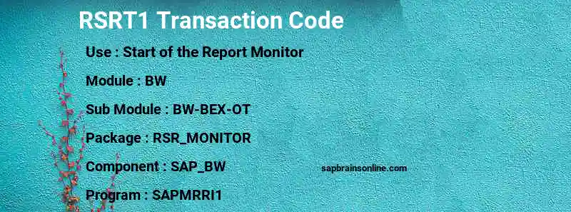 SAP RSRT1 transaction code
