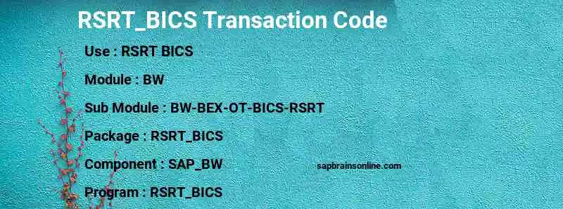 SAP RSRT_BICS transaction code